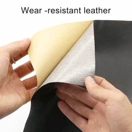 Self-Adhesive Leather Repair Patch 30 x 137 cm For Sofa And Car Seat showing peel-and-stick flexible PVC leather being applied to sofa or car seat