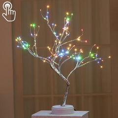 Lámpara de mesa con 36 LED de alambre de cobre y forma de árbol de perlas, decoración creativa, luz nocturna con control táctil (luz blanca cálida)