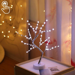 Lámpara de mesa con 36 LED de alambre de cobre y forma de árbol de perlas, decoración creativa, luz nocturna con control táctil (luz blanca cálida)