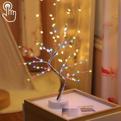 Lámpara de mesa con 36 LED de alambre de cobre y forma de árbol de perlas, decoración creativa, luz nocturna con control táctil (luz blanca cálida)