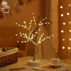 Lámpara de mesa con 36 LED de alambre de cobre y forma de árbol de perlas, decoración creativa, luz nocturna con control táctil (luz blanca cálida)