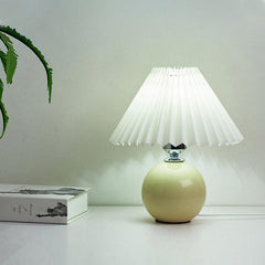 Elegant Pleated Ceramic Desk Lamp - Cozy Bedside Night Light 220V