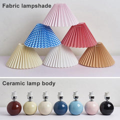 Elegant Pleated Ceramic Desk Lamp - Cozy Bedside Night Light 220V