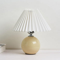 Elegant Pleated Ceramic Desk Lamp - Cozy Bedside Night Light 220V