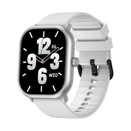 Zeblaze Smart Watch for Daily Fitness and Activity Tracking - white smartwatch with large digital-analog display showing time and date