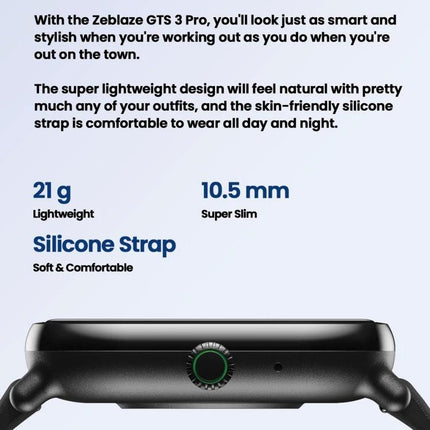 Zeblaze Smart Watch for Daily Fitness and Activity Tracking - slim 10.5mm lightweight 21g design with soft silicone strap for all-day wear