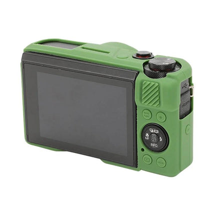 Soft Silicone Protective Case with Lens Cover for Cameras on Canon PowerShot G7X Mark II, green stretchable silicone protecting body and controls