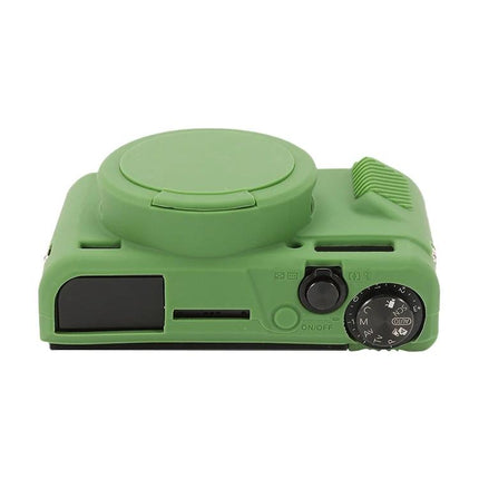 Soft Silicone Protective Case with Lens Cover for Cameras — green silicone cover for Canon PowerShot G7X Mark II, lens cap and control access