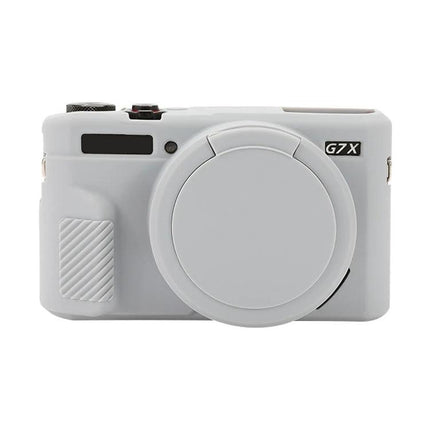 Soft Silicone Protective Case with Lens Cover for Cameras on Canon PowerShot G7X Mark II gray silicone shell with lens cap
