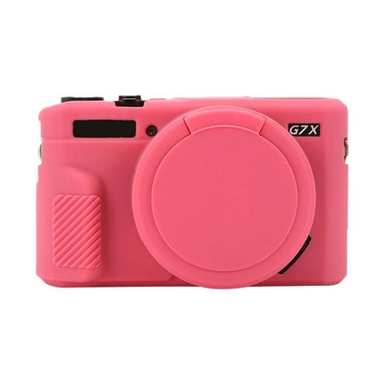 Soft Silicone Protective Case with Lens Cover for Cameras pink silicone case for Canon PowerShot G7X Mark II with lens cap, stretchable protective cover