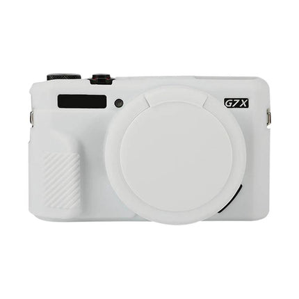 Soft Silicone Protective Case with Lens Cover for Cameras on Canon PowerShot G7X Mark II white silicone cover with lens cap