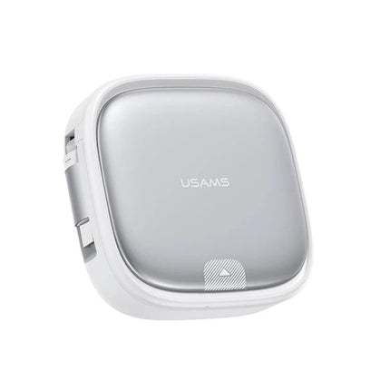 A USAMS Cable for Everyday Device Charging and Storage - compact retractable white charging cable case for phone tablet laptop