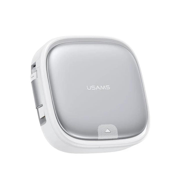 A USAMS Cable for Everyday Device Charging and Storage - compact retractable white charging cable case for phone tablet laptop