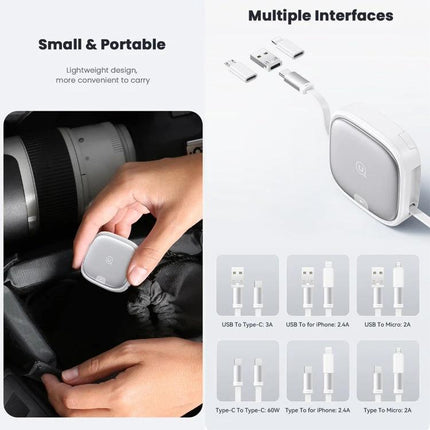 A USAMS Cable for Everyday Device Charging and Storage - compact retractable multi-interface cable for phone, tablet, laptop charging and portable storage