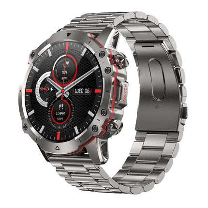 Smart Watch for Everyday Health Tracking and Daily Notifications — stainless steel smartwatch showing steps, sleep, activity and message alerts