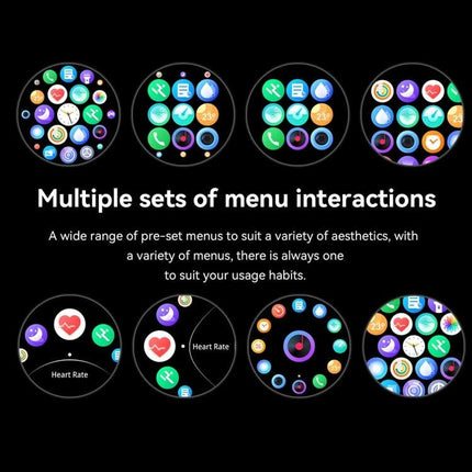 Smart Watch for Everyday Health Tracking and Daily Notifications - circular app menus showing step, heart rate, sleep and notification icons