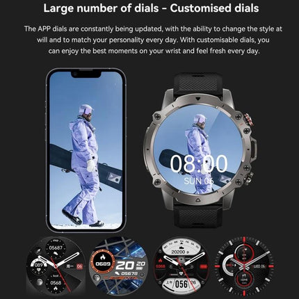 Smart Watch for Everyday Health Tracking and Daily Notifications - rugged smartwatch showing customizable dials, activity, step and sleep tracking