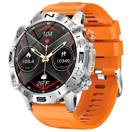 Reliable Smart Watch for Everyday Health Tracking and Connections - orange sport smartwatch showing heart rate, steps, calories and temperature