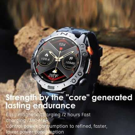 Reliable Smart Watch for Everyday Health Tracking and Connections - rugged black smartwatch showing heart rate, steps, and notifications for active daily use
