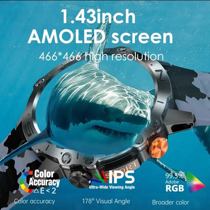 Reliable Smart Watch for Everyday Health Tracking and Connections with 1.43inch AMOLED screen, 466x466 resolution, IPS wide viewing angle