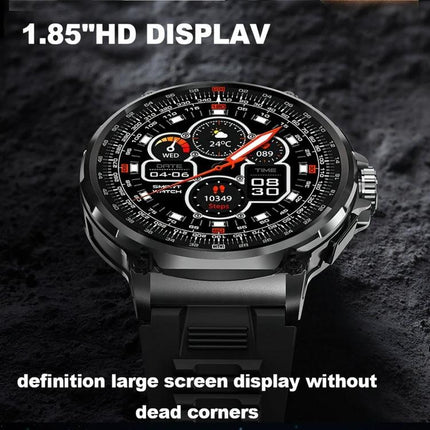 Smart Watch for Everyday Activity and Health Monitoring - sleek 1.85" HD display showing steps, sleep and move reminders on black sports strap