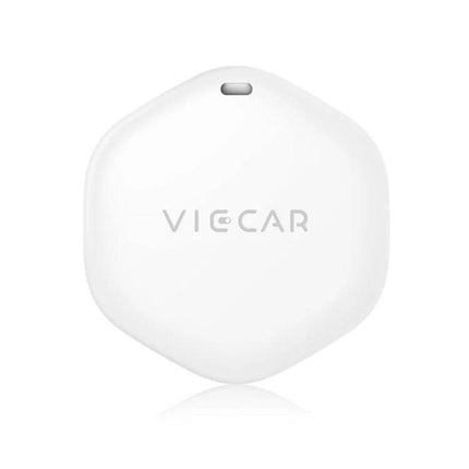 VIECAR Wireless Tracker for Car Keys and Apple Devices white Bluetooth tracker on plain background, slim compact tag for keys and pets