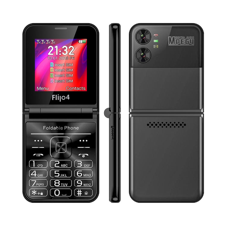 Teléfono plegable UNIWA F265, pantalla de 2,55 pulgadas, Mediatek MT6261D, FM, 4 tarjetas SIM, 21 teclas