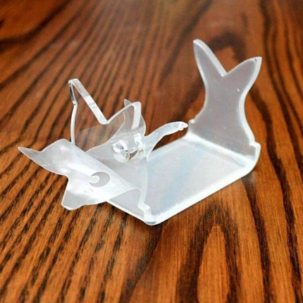 Fishing Lure Display Stands, 4-Pack For Tackle Shops Or Home clear acrylic V-cutout stand on countertop showing one lure support