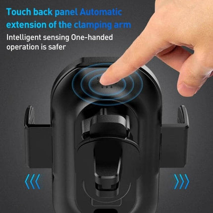 A7s Infrared Induction Wireless Car Holder For Air Outlet showing rear touch control and automatic infrared one-handed phone clamping on vent mount