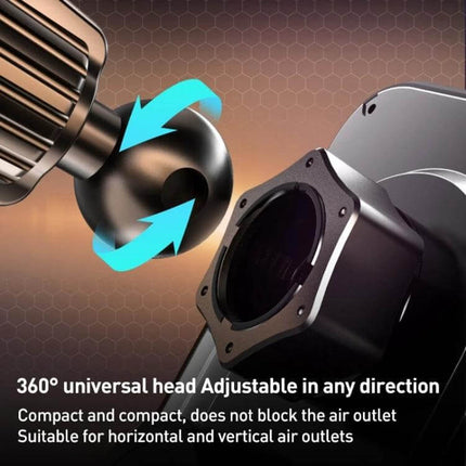 Automatic Alignment Car Air Outlet Wireless Charging Holder showing 360° universal head and air outlet mount