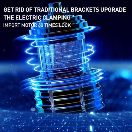 Infrared Wireless Car Charger and Air Outlet Holder showing electric motor with glowing blue coils representing automatic infrared clamping and stable vent mount
