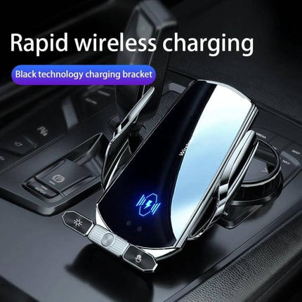 Infrared Induction Wireless Car Charging Holder for Air Outlet mounted on car vent showing automatic infrared sensing and rapid wireless charging