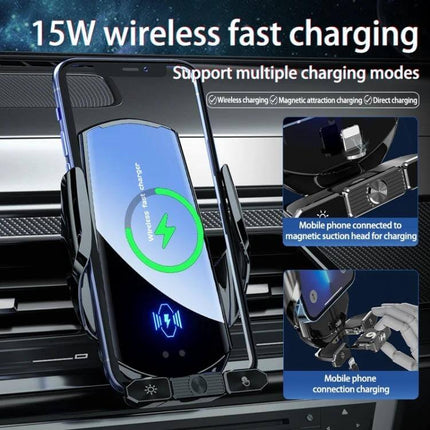 Infrared Induction Wireless Car Charging Holder for Air Outlet vent-mounted 15W fast wireless charging phone holder with infrared auto-clamp