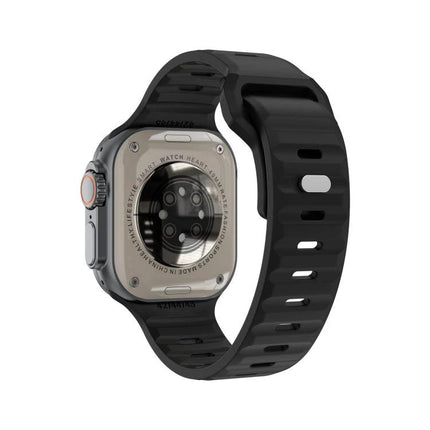 Companion Watch for Daily Routines and Everyday Tasks - black smartwatch showing rear sensors and adjustable sport band