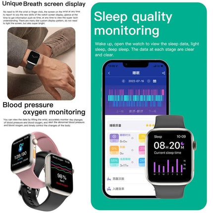 Essential Bracelet for Daily Health and Activity Tracking showing sleep quality monitoring, blood pressure and oxygen tracking on smartwatch display