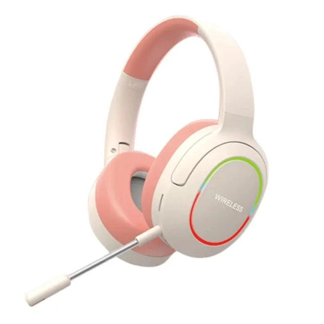 Ima Foldable Wireless Gaming Headset With Mic For Calls And Music white pink ENC Bluetooth 5.1 foldable design