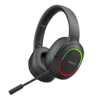 Ima Foldable Wireless Gaming Headset With Mic For Calls And Music black foldable L800 headset with ENC mic and RGB ring, Bluetooth 5.1