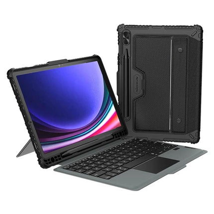 Nillkin Backlit Keyboard Case for Samsung Galaxy Tab S9 Series shown with detachable keyboard and rugged protective folio