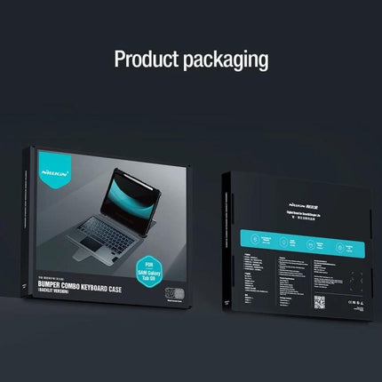 Nillkin Backlit Keyboard Case for Samsung Galaxy Tab S9 Series product packaging box showing detachable backlit keyboard and case