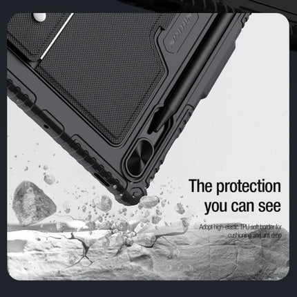 Nillkin Backlit Keyboard Case for Samsung Galaxy Tab S9 Series shown in rugged protective drop-resistant design