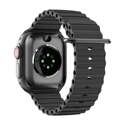 A Practical Smart Watch for Daily Connectivity and Use - black smartwatch back view with heart rate sensor and ridged silicone strap