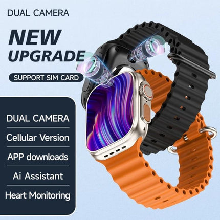 A Practical Smart Watch for Daily Connectivity and Use showing dual-camera, SIM support, activity tracking and call notifications