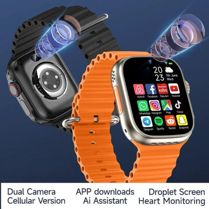 A Practical Smart Watch for Daily Connectivity and Use - orange smartwatch with apps, dual camera and heart monitoring