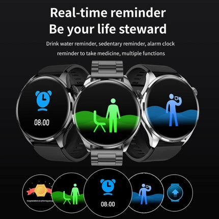 TM05 Pro Bracelet for Daily Health and Activity Tracking featuring real-time reminders, heart rate and sleep monitoring on sleek round display