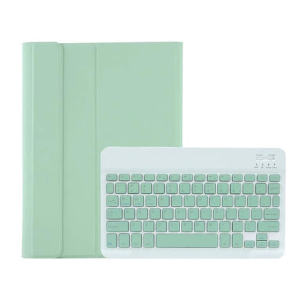 Candy Color Protective Tablet Case with Bluetooth Keyboard in mint green showing keyboard and folio cover, slim protective case for travel and study