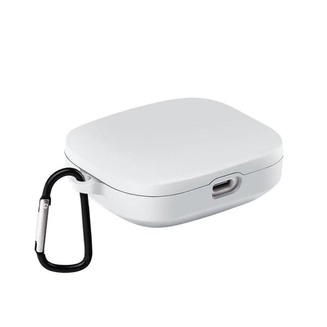 Keep Your Xiaomi Earbuds Protected for Daily Commutes silicone protective case with carabiner, white, scratch and impact protection