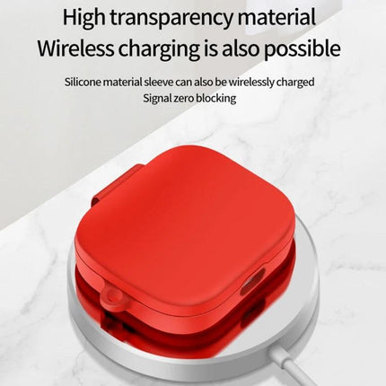 Keep Your Xiaomi Earbuds Protected for Daily Commutes - Red Silicone Protective Case on Wireless Charger