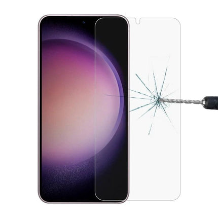 Daily Screen Protector for Samsung Galaxy Phone tempered glass showing clear display protection against drill scratch, preserves touch sensitivity