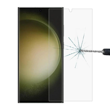 Daily Screen Protector for Samsung Galaxy Phone - tempered glass guards screen against scratches and drill impact while preserving touch sensitivity