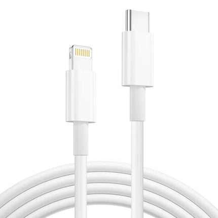 Essential Charging Cable for Phones in Daily Life — white USB‑C to Lightning cable for charging and data transfer